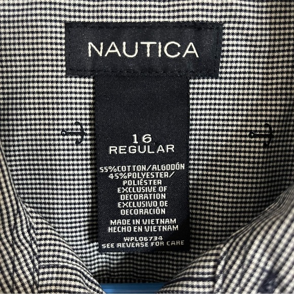 Boys Nautica Long Sleeve Button Down Shirt Anchor Print Size 16 Nautical Preppy - Picture 3 of 7